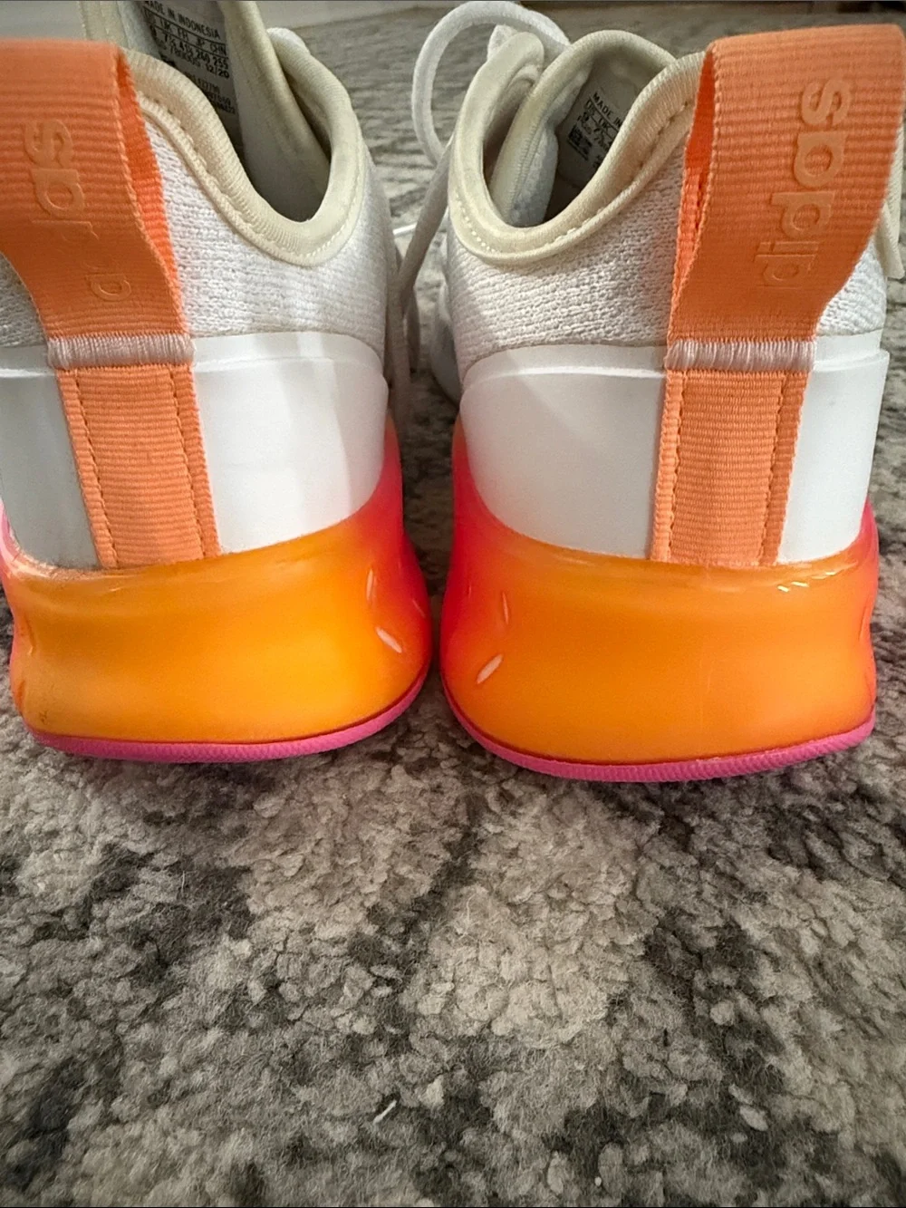 Women’s White Adidas’s Athletic Sneakers with Neon Accent